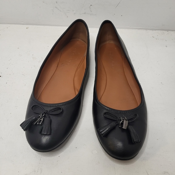 Coach Shoes - Coach Black Ballet Flat Leather Shoes Size 11B
